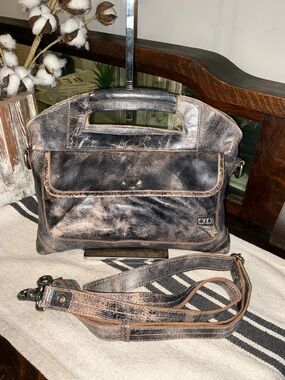 Bed Stu Leather Greenway Handbag Crossbody Bag Black Lux MSRP $265